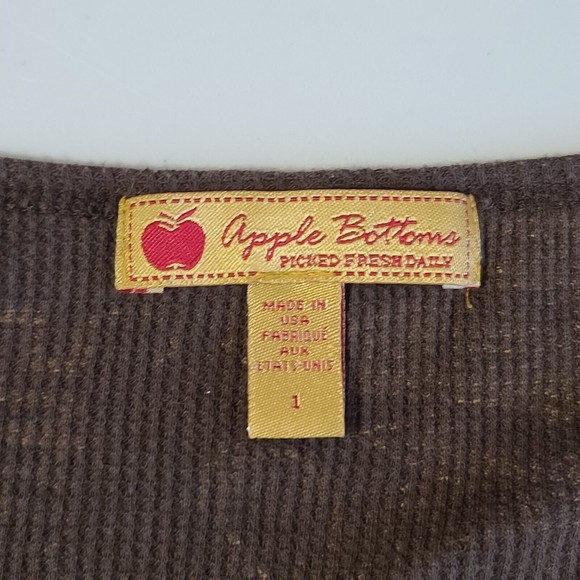 Vintage Apple Bottom Jeans Top Women's Plus Size 1 Brown Gold - Picture 3 of 12
